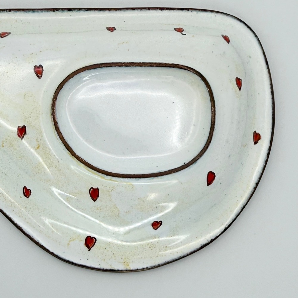 Empress Arts 2002 Handpainted Enamel Trinket Eyeglass Tray Yellow Floral Hearts - Picture 8 of 8